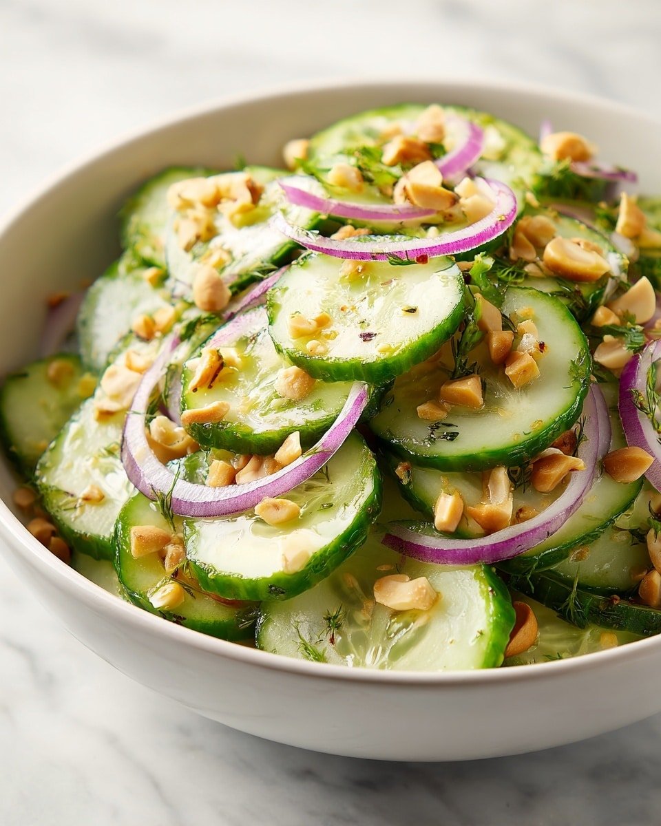 Juicy Thai Cucumber Salad Recipe - Recipe Image — Juicy Thai Cucumber Salad, Thai cucumber salad, refreshing cucumber salad, easy Thai salad, healthy cucumber salad