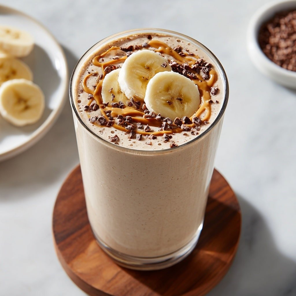 Super Creamy Peanut Butter Smoothie with Greek Yogurt and Cottage Cheese Recipe - Recipe Image — Super Creamy Peanut Butter Smoothie, peanut butter smoothie with Greek yogurt and cottage cheese, healthy peanut butter smoothie, protein-packed smoothie recipe, quick breakfast smoothies