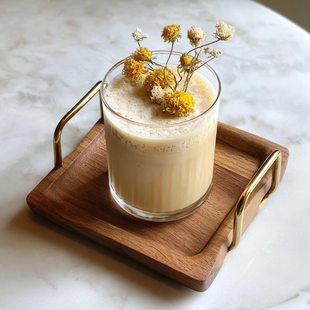 Banana Chamomile Tea Smoothie Recipe - Recipe Image — Banana Chamomile Tea Smoothie, soothing smoothie recipes, calming fruit smoothies, healthy banana smoothies, floral tea smoothies