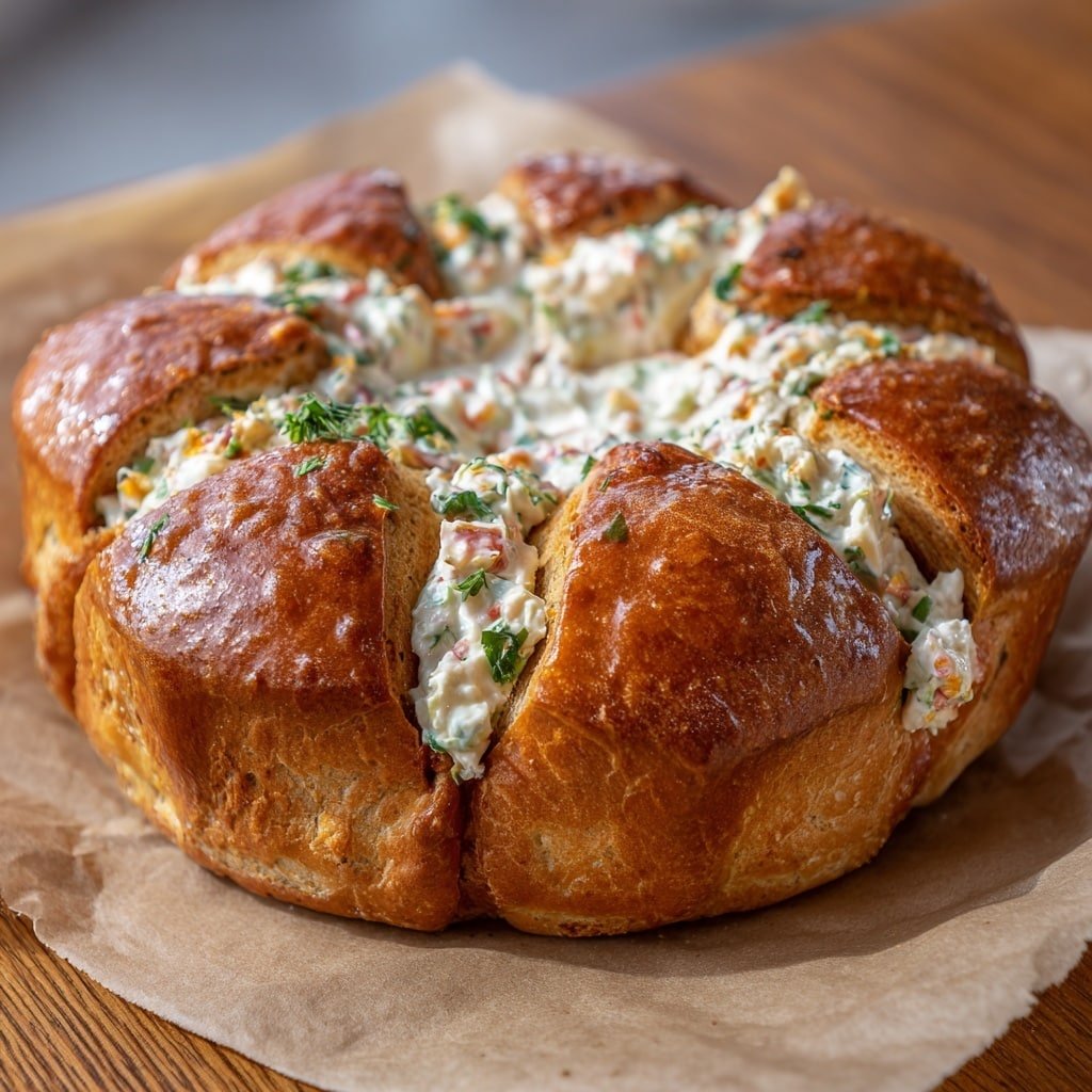 Crab Rangoon Stuffed Hawaiian Rolls Recipe - Recipe Image — Crab Rangoon Stuffed Hawaiian Rolls, cheesy crab appetizer, savory Hawaiian roll recipe, easy party finger food, crab cream cheese rolls