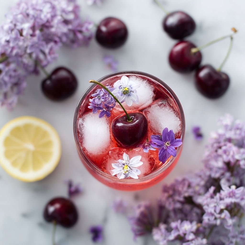 Cherry Blossom Mocktail Recipe - Recipe Image — Cherry Blossom Mocktail, floral non-alcoholic drinks, spring mocktail recipes, refreshing fruit drinks, elegant party beverages