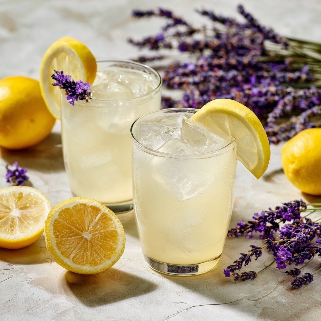 Lavender Lemonade Fizz Recipe - Recipe Image — Lavender Lemonade Fizz, floral lemonade, bubbly lavender drink, summer lemonade ideas, homemade lavender syrup
