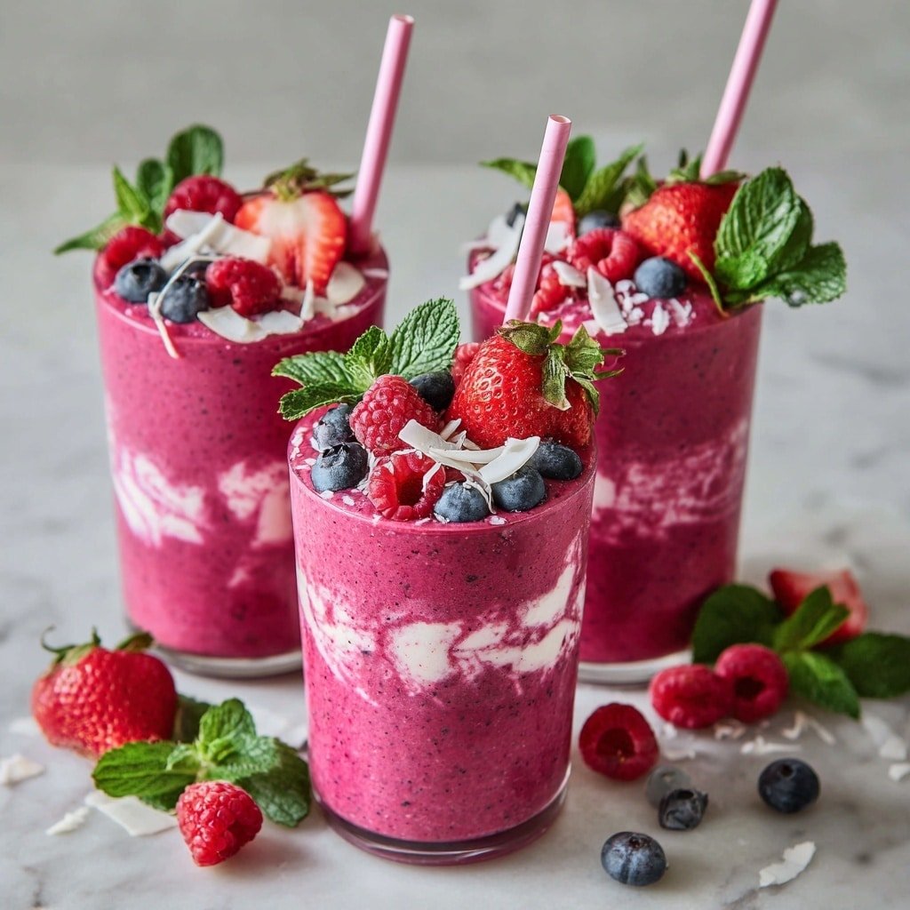Coconut Berry Bliss Recipe - Recipe Image — Coconut Berry Bliss, coconut berry dessert, tropical berry treat, easy coconut berry drink, refreshing berry coconut blend