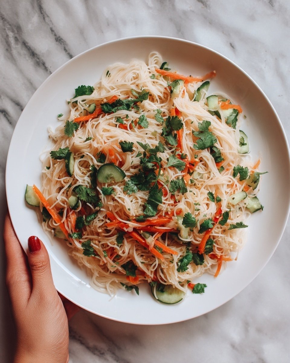 Vietnamese Noodle Salad with Tangy Dressing Recipe - Recipe Image — Vietnamese Noodle Salad with Tangy Dressing, Vietnamese noodle salad, fresh Vietnamese salad, easy Vietnamese noodle recipe, healthy noodle salad