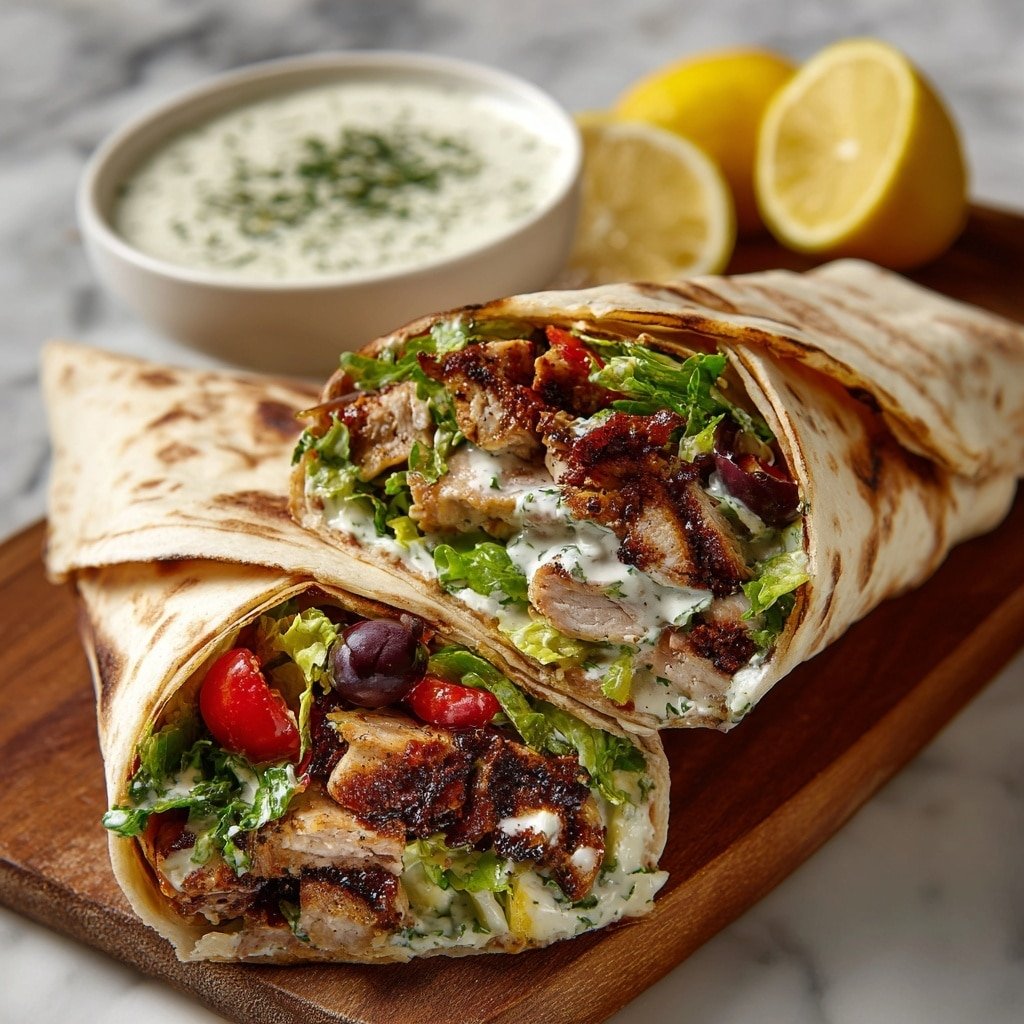 Mediterranean Chicken Gyros Recipe - Recipe Image — Mediterranean Chicken Gyros, Greek chicken gyros, homemade gyros recipe, healthy chicken gyro, quick dinner ideas