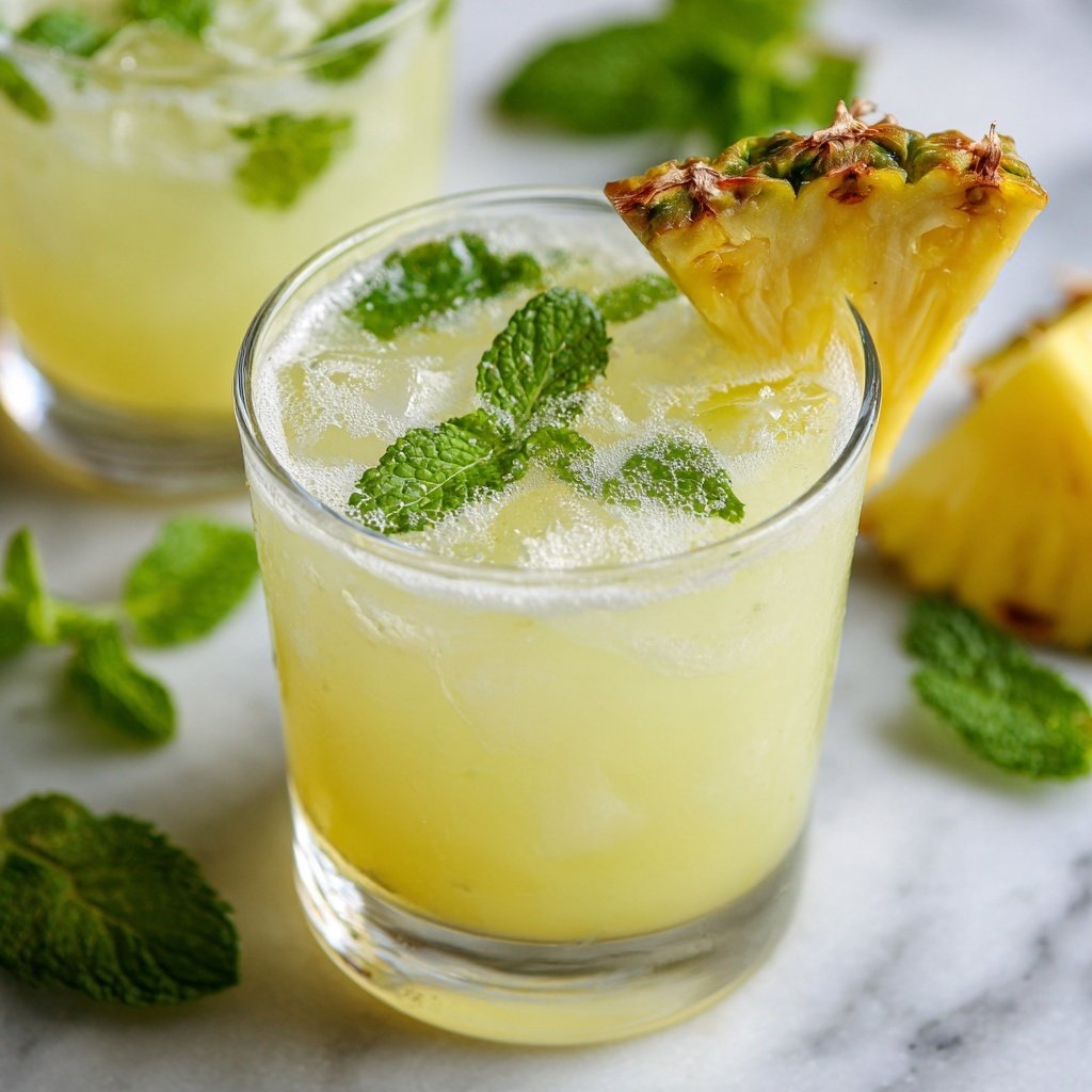 Pineapple Mint Cooler Recipe - Recipe Image — Pineapple Mint Cooler, tropical beverage, summer drink recipes, refreshing fruit drinks, mint-infused drinks