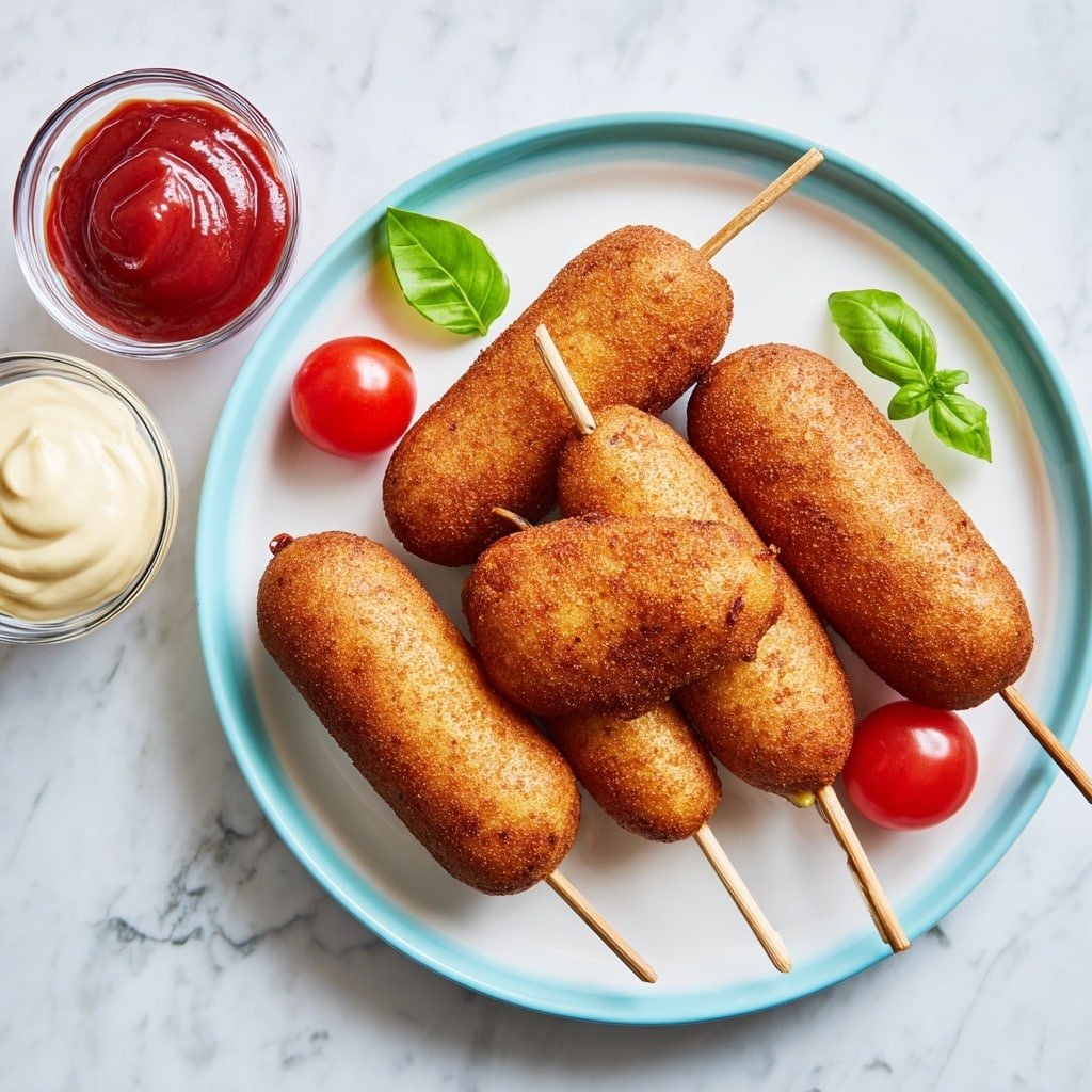 Classic Crispy Corn Dogs Recipe - Recipe Image — Classic Crispy Corn Dogs, crispy corn dog recipe, homemade corn dogs, easy corn dog recipe, how to make corn dogs at home