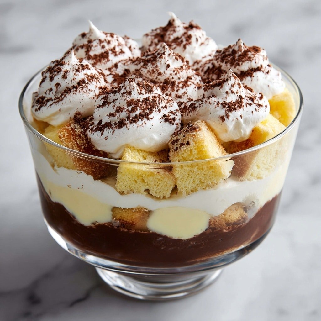 Brazilian Pavê (Chocolate Trifle) Recipe - Recipe Image — Brazilian Pavê Chocolate Trifle, Brazilian Pavê dessert, layered Brazilian dessert, easy Brazilian Pavê, chocolate and coffee trifle