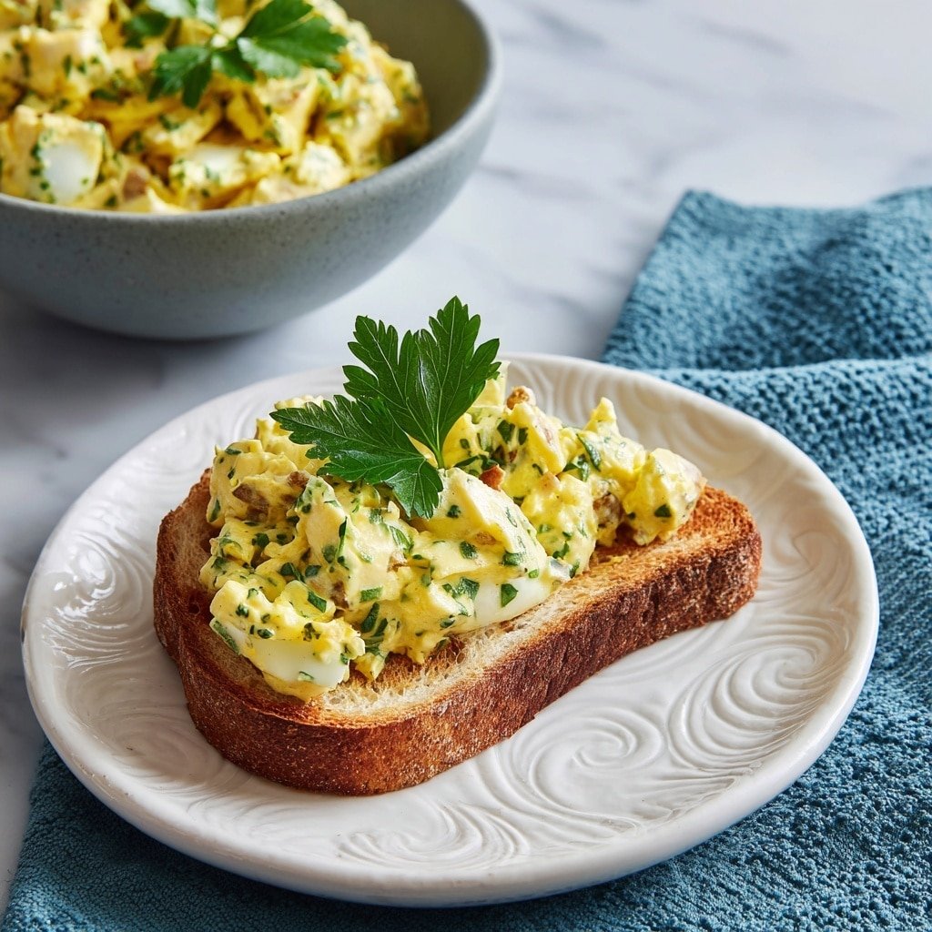 Bacon and Egg Salad Toast Recipe - Recipe Image — Bacon and Egg Salad Toast, breakfast bacon and egg toast, easy egg salad sandwich, quick brunch recipes, savory breakfast ideas