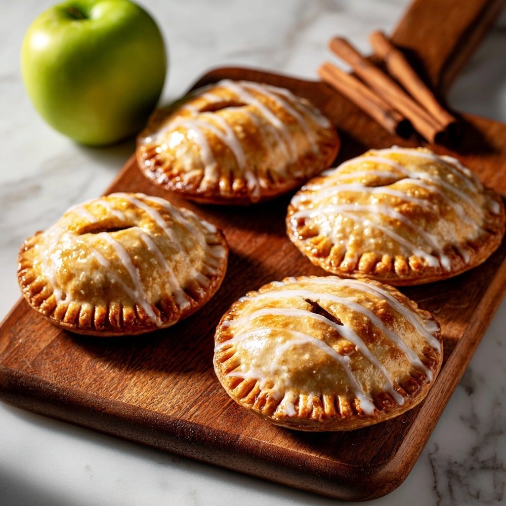 Apple Hand Pies with Cinnamon and Lemon Glaze Recipe - Recipe Image — Apple Hand Pies with Cinnamon and Lemon Glaze, easy apple hand pies, fall dessert recipes, cinnamon apple pastries, lemon glaze dessert
