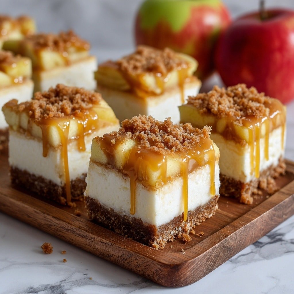 Caramel Apple Cheesecake Bars Recipe - Recipe Image — Caramel Apple Cheesecake Bars, fall dessert recipes, caramel apple bars, cheesecake bar recipes, easy seasonal desserts