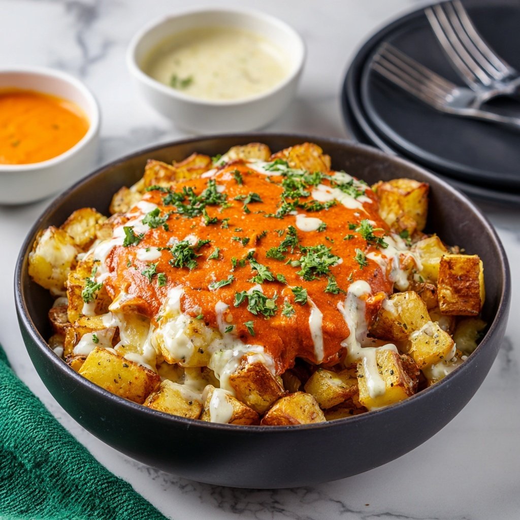 Spanish Patatas Bravas Recipe - Recipe Image — Spanish Patatas Bravas, crispy potatoes with spicy tomato sauce, Spanish tapas recipes, easy tapas ideas, best Patatas Bravas method