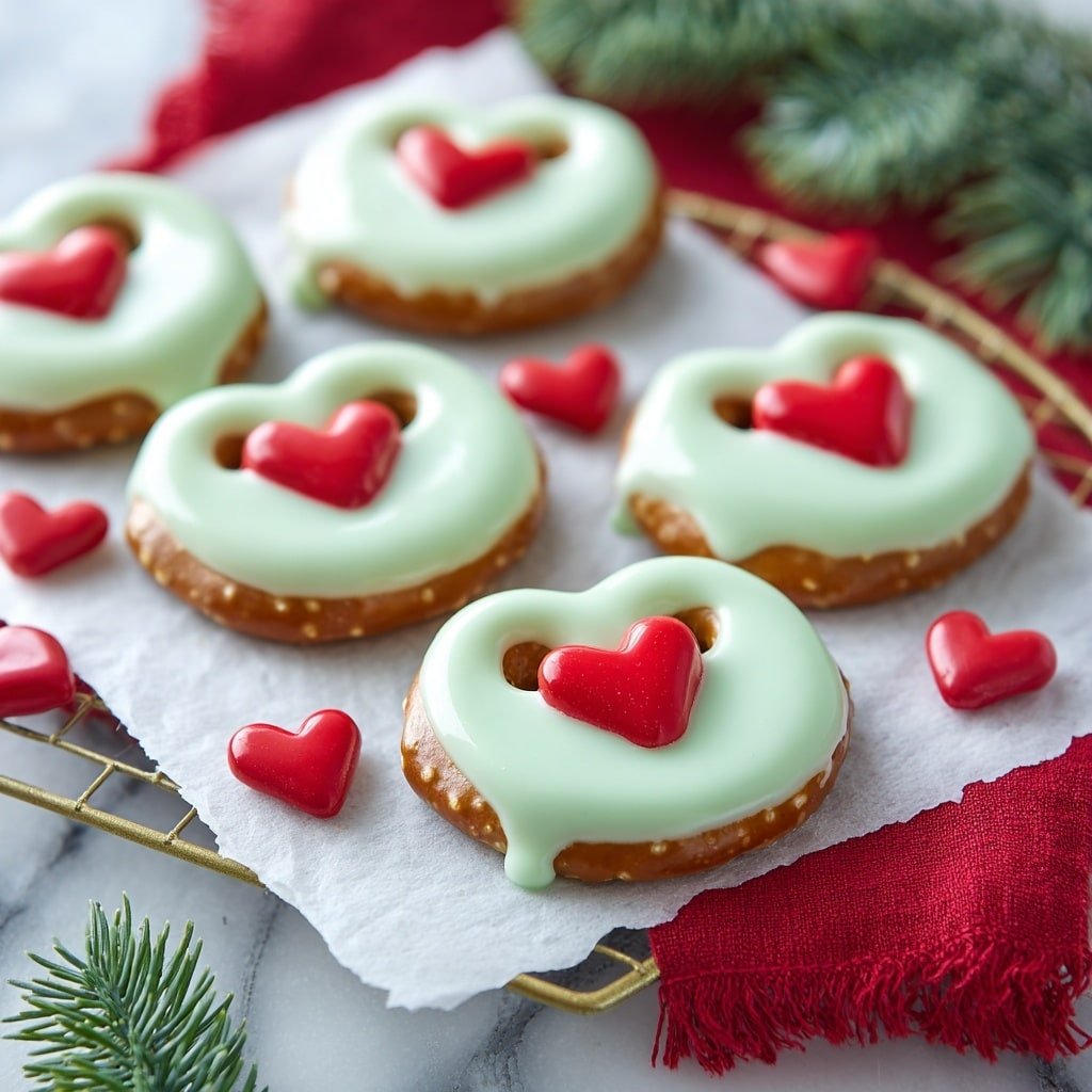 Grinch Christmas Pretzels Recipe - Recipe Image — Grinch Christmas Pretzels, festive holiday treats, holiday dessert ideas, Christmas snack recipes, easy seasonal treats