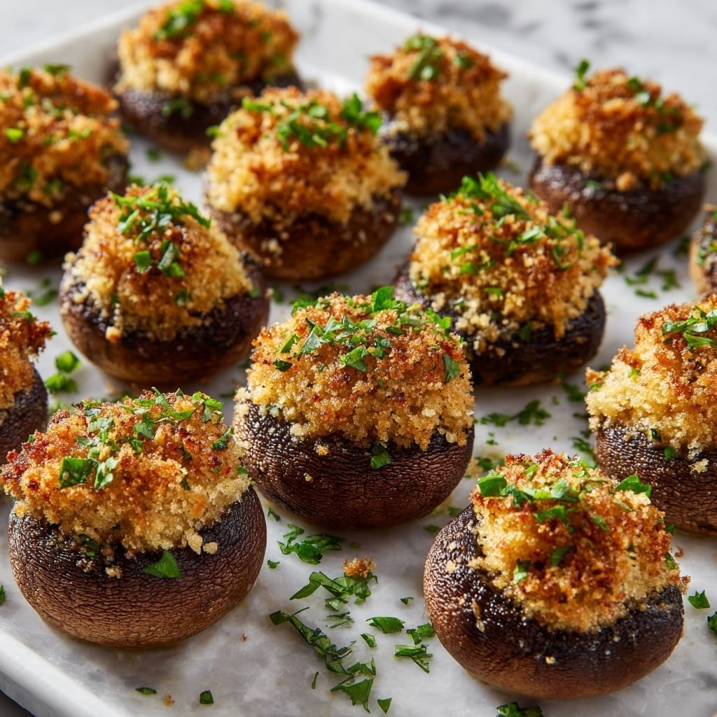 Stuffed Mushrooms with Cream Cheese, Parmesan, and Fresh Herbs Recipe - Recipe Image — Stuffed Mushrooms with Cream Cheese Parmesan and Fresh Herbs, Easy Mushroom Appetizer, Holiday Mushroom Bites, Cheesy Stuffed Mushrooms, Crowd-Pleasing Mushroom Appetizer